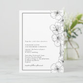 Elegante zwart-witte bloesem bloemenbruiloft kaart (Staand voorkant)