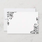 Elegante Zwart-Witte Boho Sierlijke Bloemige Bruil RSVP Kaartje (Achterkant)