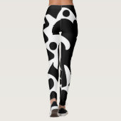 Elegante zwart-witte boho vormt fitness leggings (Achterkant)