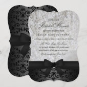 Elegante zwart-witte boog bruids douche uitnodigin kaart (Voorkant / Achterkant)