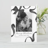 Elegante zwart witte boog foto kerst feestdagenkaart (Staand voorkant)