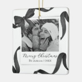 Elegante zwart witte boog foto vakantie keramisch ornament (Links)