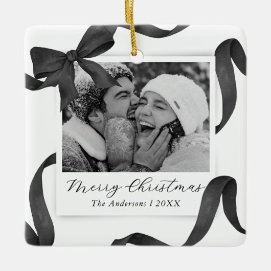 Elegante zwart witte boog foto vakantie keramisch ornament (Voorkant)