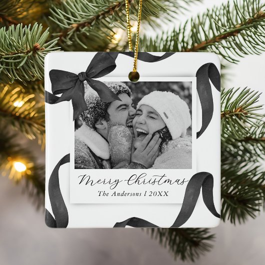 Elegante zwart witte boog foto vakantie keramisch ornament