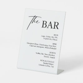 Elegante zwart-witte bruiloft bar reclamebord met voetstuk