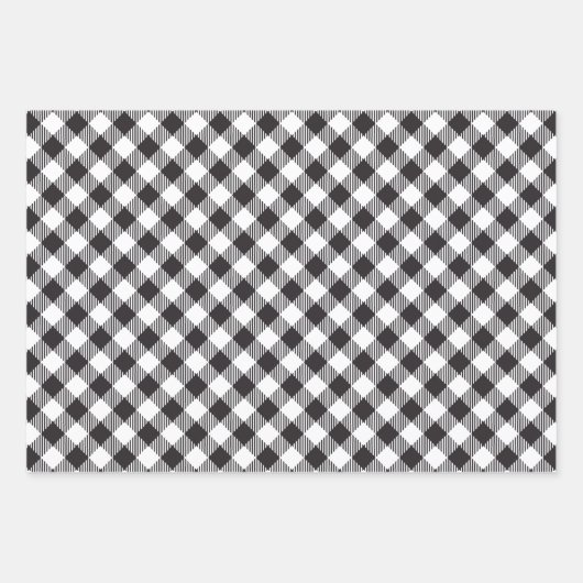 Elegante zwart-witte Buffalo Plaid Checkered Inpakpapier Vel (Voorkant)