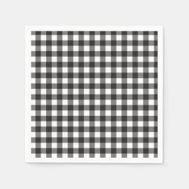 Elegante zwart-witte Buffalo Plaid Vakantie Servet
