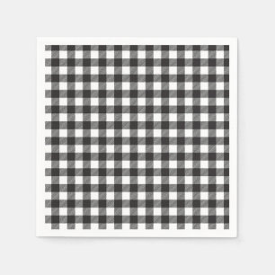 Elegante zwart-witte Buffalo Plaid Vakantie Servet
