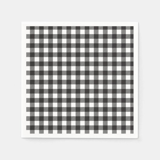 Elegante zwart-witte Buffalo Plaid Vakantie Servet (Voorkant)