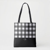 Elegante zwart witte buffel gespeeld met monogram tote bag (Voorkant)