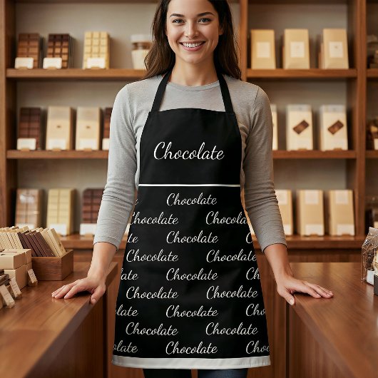 Elegante Zwart Witte Chocolade Personeel Uniform Schort
