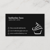 Elegante zwart witte cupcake bakkerij visitekaartje (Voorkant)