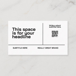 Elegante Zwart Witte Eenvoudige Lichte Eten QR-cod Visitekaartje
