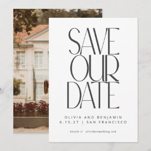 Elegante Zwart Witte Eenvoudige Moderne Trendy Fot Save The Date