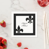 Elegante zwart witte Fleur de Lis bruiloft Servetten (Insitu)