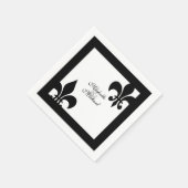 Elegante zwart witte Fleur de Lis bruiloft Servetten (Hoek)