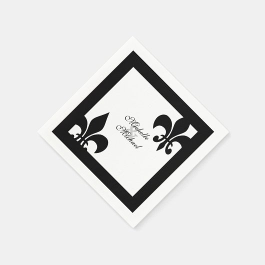 Elegante zwart witte Fleur de Lis bruiloft Servetten (Hoek)