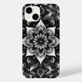 Elegante zwart witte Floral iPhone Case (Achterkant)