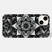 Elegante zwart witte Floral iPhone Case (Achterkant (horizontaal))