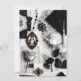 Elegante Zwart Witte Foto Afstudeeraankondiging Kaart