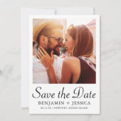 Elegante Zwart Witte Foto Bruiloft Save the Date (Voorkant)