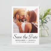 Elegante Zwart Witte Foto Bruiloft Save the Date (Staand voorkant)