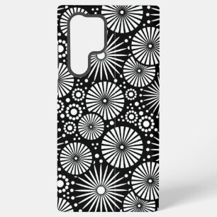 Elegante Zwart Witte Geometrische Bloemen Steruitb Samsung Galaxy Hoesje