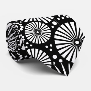 Elegante Zwart Witte Geometrische Bloemen Steruitb Stropdas