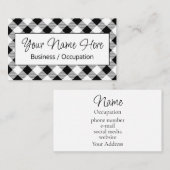 Elegante zwart witte gingham checker visitekaartje (Voorkant / Achterkant)