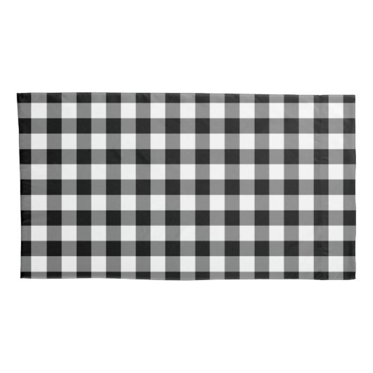 Elegante zwart-witte gingham kussensloop (Achterkant-Rechts)