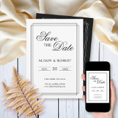 Elegante zwart-witte grens Oud Geld bruiloft Save The Date