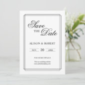 Elegante zwart-witte grens Oud Geld bruiloft Save The Date (Staand voorkant)