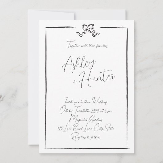 Elegante Zwart & Witte Hand getrokken boog Kaart (Voorkant)