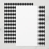 Elegante Zwart Witte Harlekijn Ruit Geometrisch Save The Date (Voorkant / Achterkant)