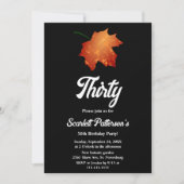 Elegante zwart-witte herfstbladeren 30e verjaardag kaart (Voorkant)