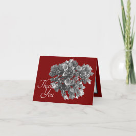 Elegante Zwart Witte Hortensia Botanische Dankjewe Kaart