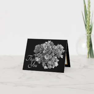 Elegante Zwart Witte Hortensia Botanische Dankjewe Kaart