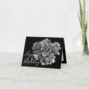 Elegante Zwart Witte Hortensia Botanische Verjaard Kaart