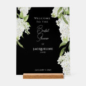 Elegante zwart witte hortensia's Douche Welkom Acryl Bord (Voorkant)