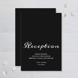 Elegante zwart-witte huwelijksreceptie informatiekaartje