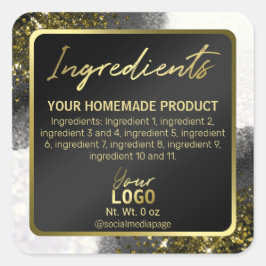 Elegante zwart-witte ingrediëntenlabels vierkante sticker