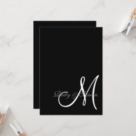Elegante Zwart Witte Initiële Huwelijk  Kaart