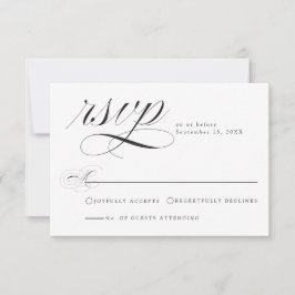 Elegante Zwart Witte Kalligrafie Trouw RSVP Kaart