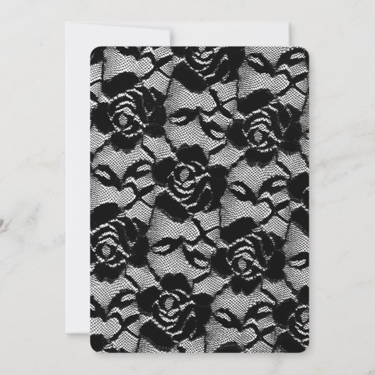 Elegante zwart/witte kant Sweet 16 Masquerade Part Kaart (Achterkant)