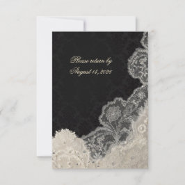 Elegante Zwart Witte Kanten Trouw RSVP Kaart
