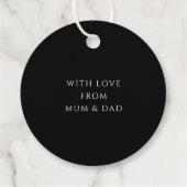 Elegante zwart-witte kerstbal bedankjes labels (Achterkant)