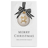 Elegante zwart-witte kerstbal klein cadeauzakje (Achterkant)