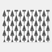 Elegante zwart witte kerstbomen inpakpapier vel (Voorkant 3)