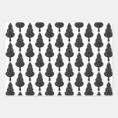 Elegante zwart witte kerstbomen inpakpapier vel (Voorkant 2)