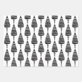 Elegante zwart witte kerstbomen inpakpapier vel (Voorkant)